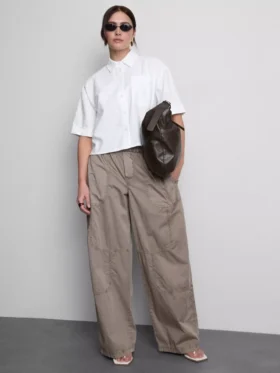 Camisas Oxford cortas de corte cuadrado y manga corta