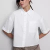 Camisas Oxford cortas de corte cuadrado y manga corta