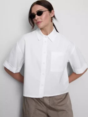 Camisas Oxford cortas de corte cuadrado y manga corta