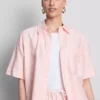 Camisas Oxford cortas de corte cuadrado y manga corta