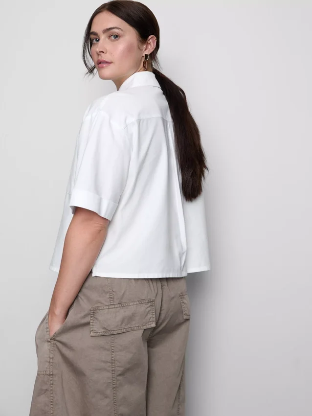 Camisas Oxford cortas de corte cuadrado y manga corta