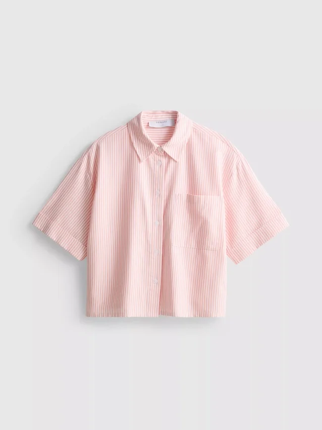 Camisas Oxford cortas de corte cuadrado y manga corta
