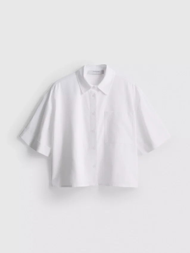 Camisas Oxford cortas de corte cuadrado y manga corta