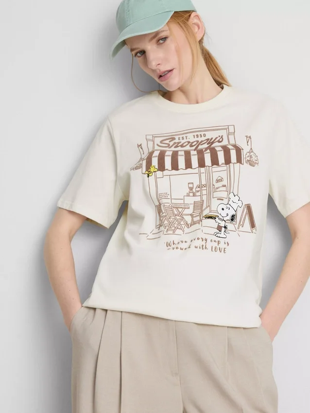 Camiseña de algodón «Peanuts Snoopy Café»
