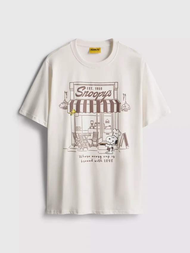 Camiseña de algodón «Peanuts Snoopy Café»