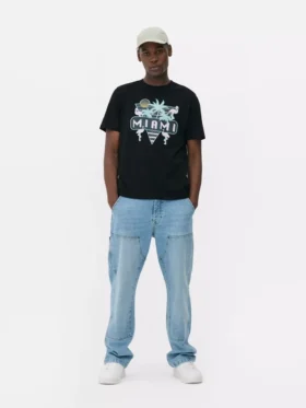 Camiseta con gráfico de Miami en neón