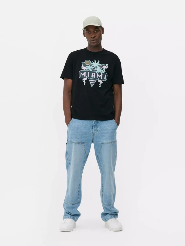 Camiseta con gráfico de Miami en neón