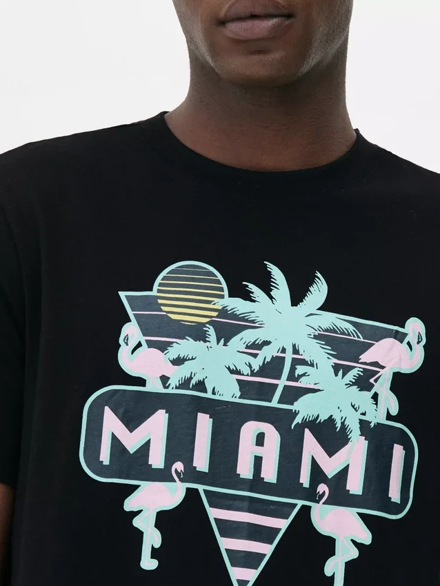 Camiseta con gráfico de Miami en neón