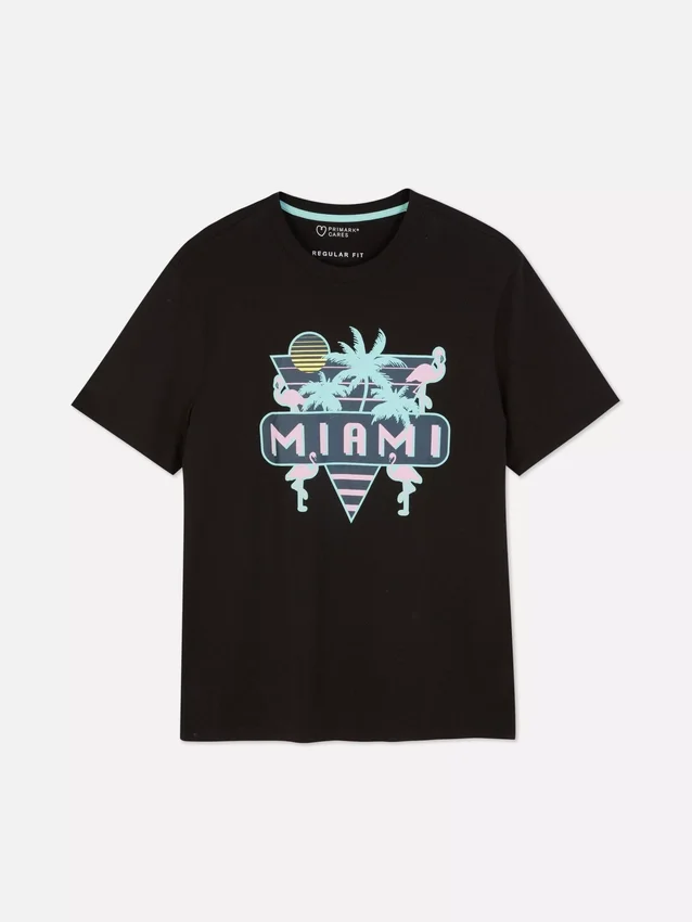 Camiseta con gráfico de Miami en neón