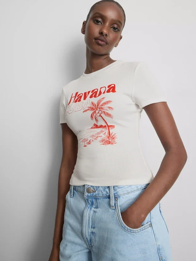 Camiseta corta «Havana» con estampado gráfico, con alto contenido de algodón