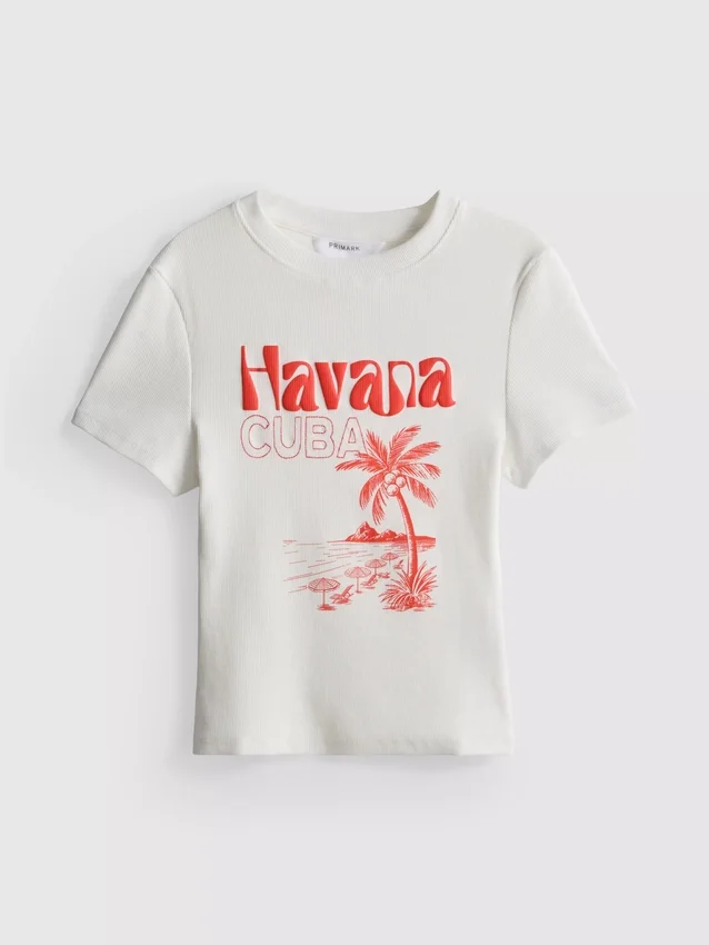 Camiseta corta «Havana» con estampado gráfico, con alto contenido de algodón
