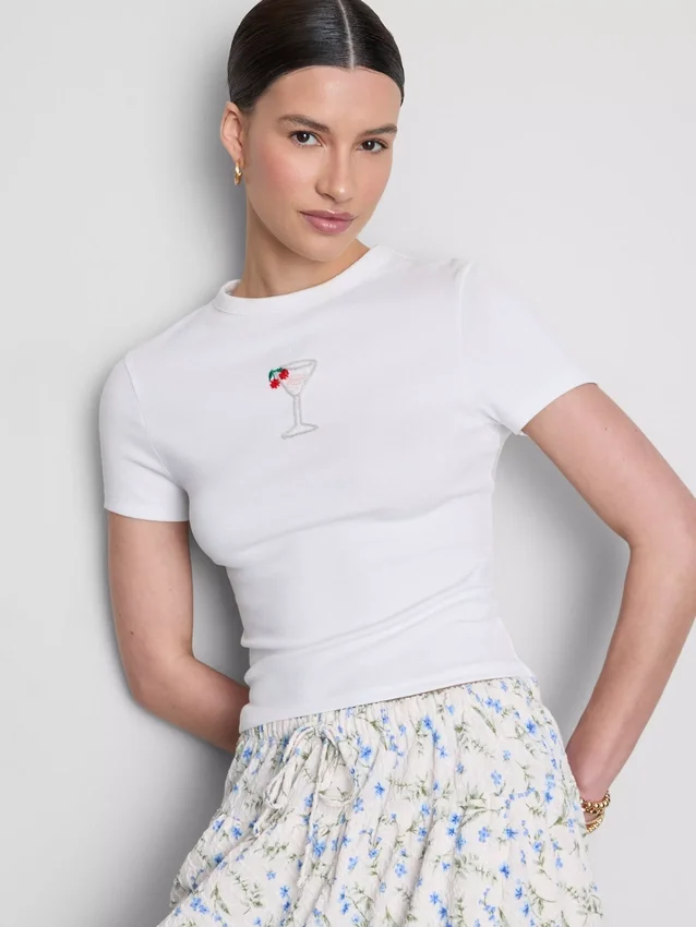 Camiseta corta para bebé con abalorios, de alto contenido de algodón