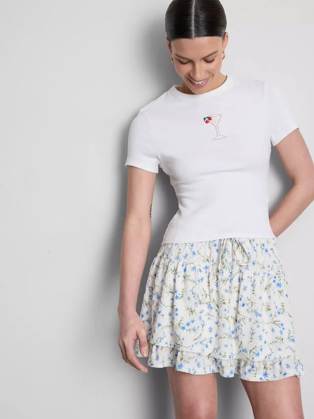 Camiseta corta para bebé con abalorios, de alto contenido de algodón