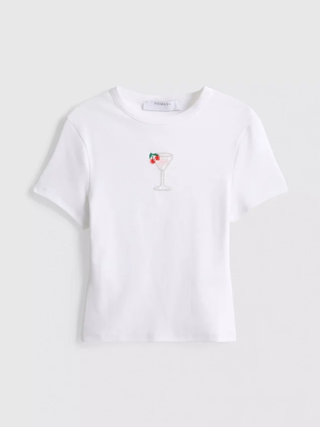 Camiseta corta para bebé con abalorios, de alto contenido de algodón
