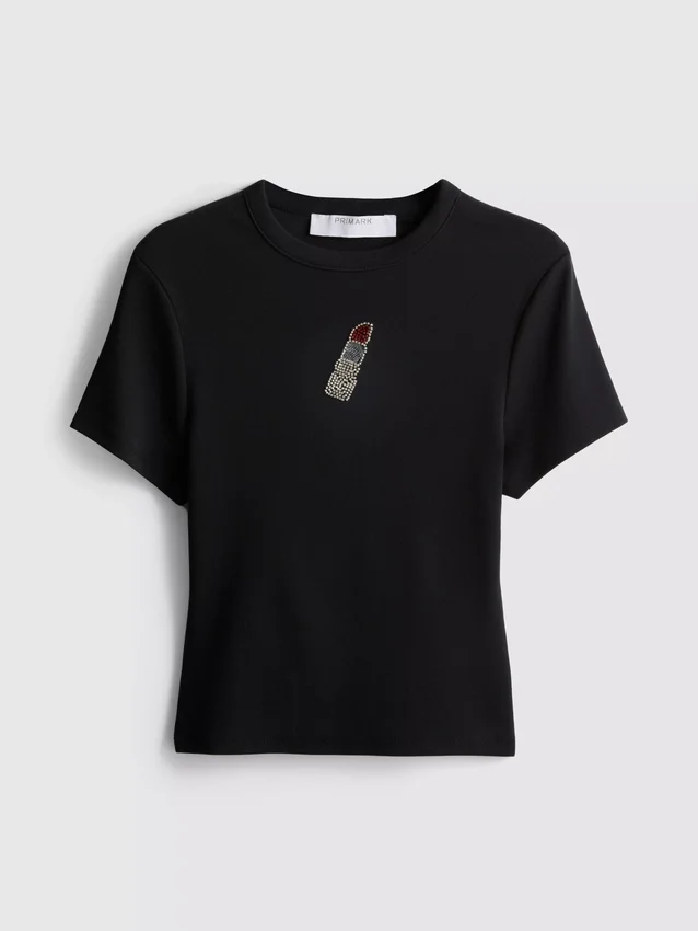 Camiseta corta para bebé con abalorios, de alto contenido de algodón