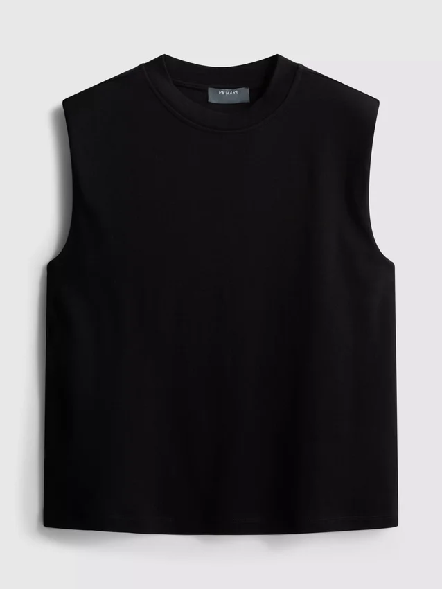 Camiseta corta sin mangas con hombreras