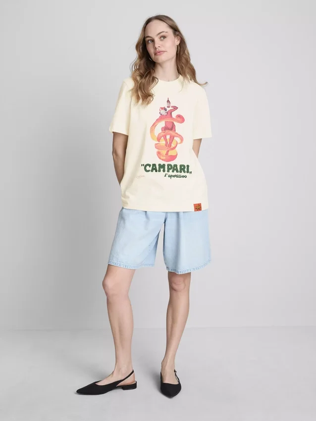 Camiseta de algodón con cuello redondo Campari