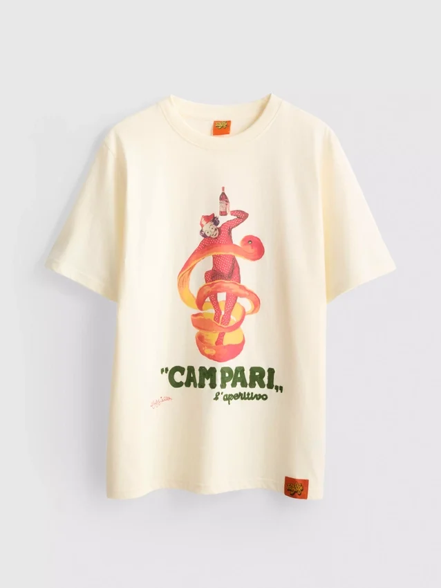 Camiseta de algodón con cuello redondo Campari