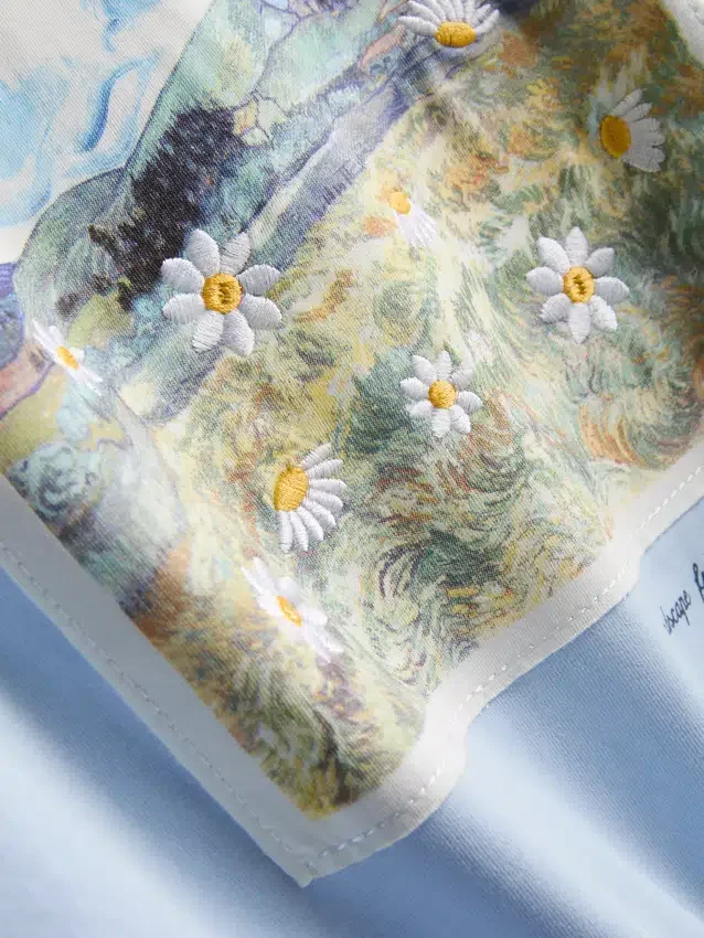 Camiseta de algodón con diseño de un paisaje de Vincent van Gogh