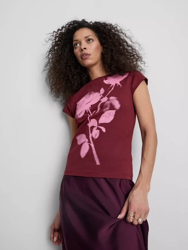 Camiseta de algodón con estampado floral