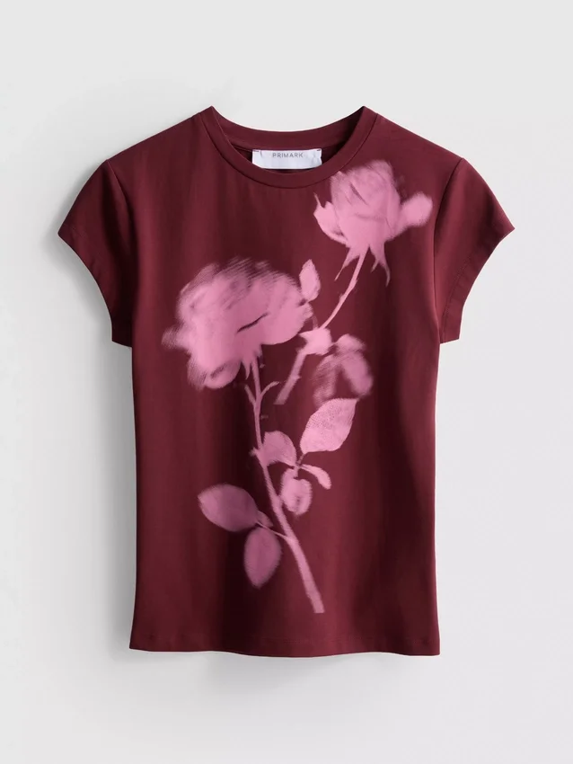 Camiseta de algodón con estampado floral