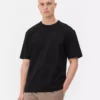 Camiseta de algodón de corte holgado con cuello ribeteado