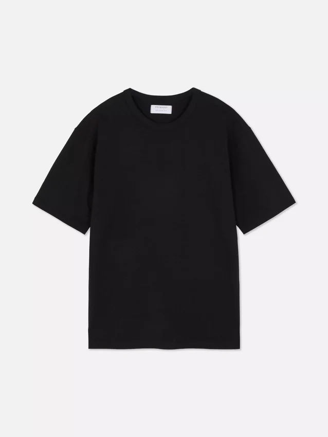 Camiseta de algodón de corte holgado con cuello ribeteado