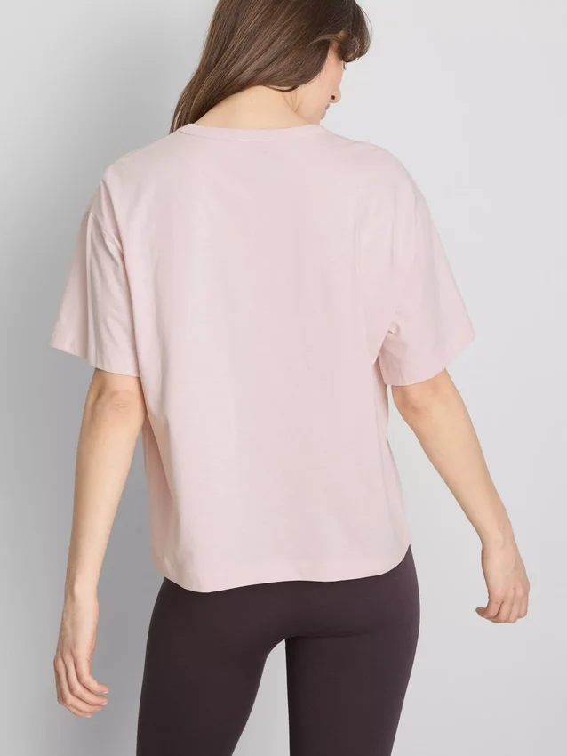 Camiseta de algodón de corte recto con cuello redondo