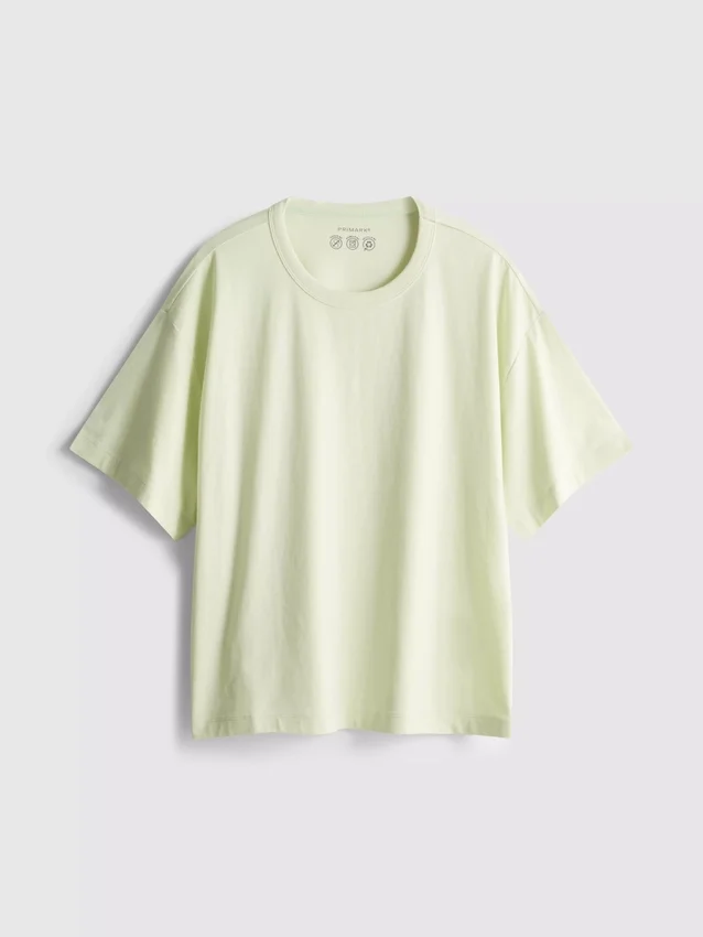 Camiseta de algodón de corte recto con cuello redondo