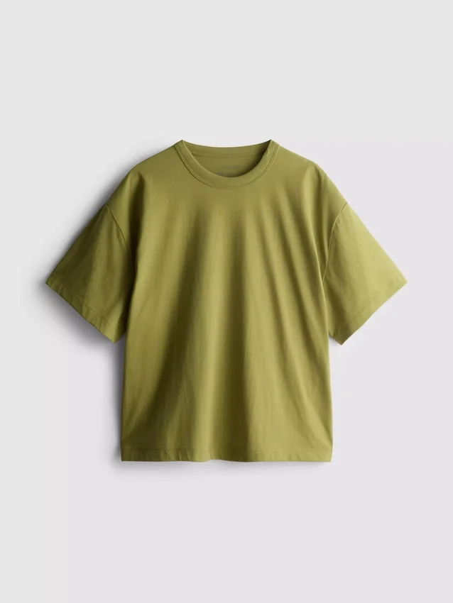 Camiseta de algodón de corte recto con cuello redondo