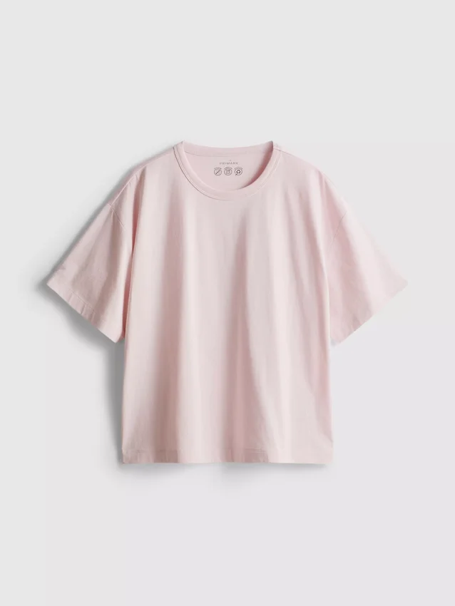 Camiseta de algodón de corte recto con cuello redondo