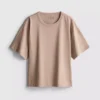 Camiseta de algodón de corte recto con cuello redondo
