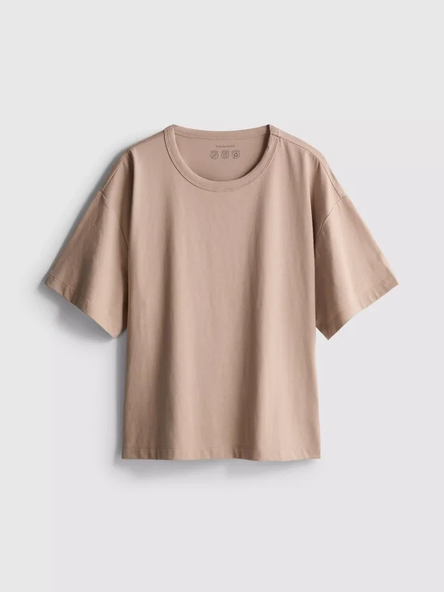 Camiseta de algodón de corte recto con cuello redondo