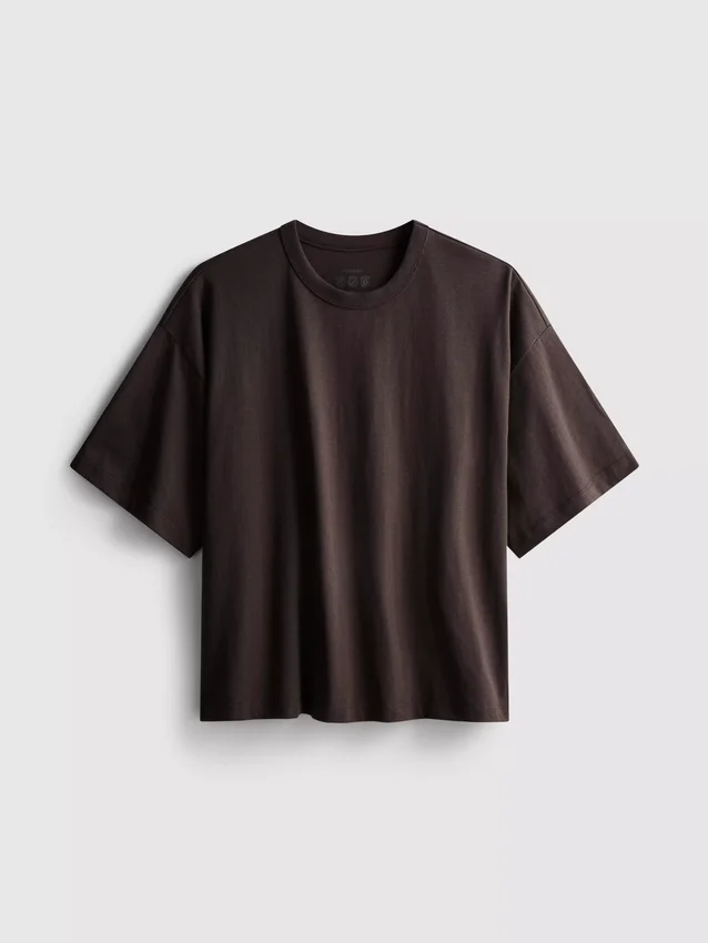 Camiseta de algodón de corte recto con cuello redondo