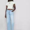 Camiseta de bebé de algodón estampada con cuello anillado