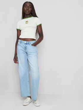 Camiseta de bebé de algodón estampada con cuello anillado
