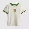 Camiseta de bebé de algodón estampada con cuello anillado