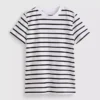 Camiseta de cuello redondo a rayas y manga corta