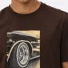 Camiseta de manga corta con diseño de rueda de auto