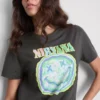 Camiseta de Nirvana de algodón lavado estilo banda