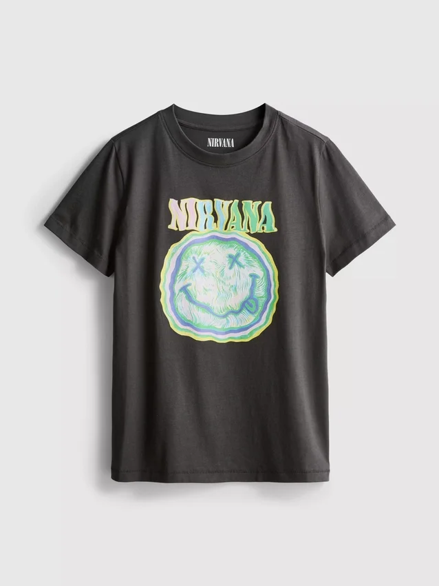 Camiseta de Nirvana de algodón lavado estilo banda
