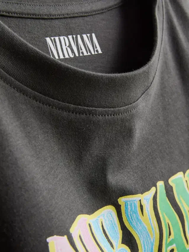 Camiseta de Nirvana de algodón lavado estilo banda