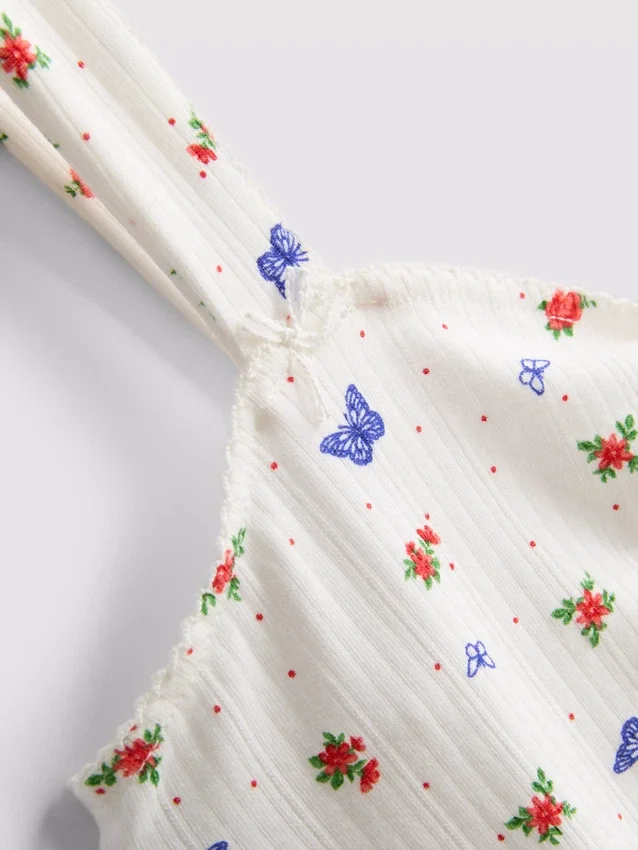 Camiseta de pijama con estampado de mariposas y tejido acanalado