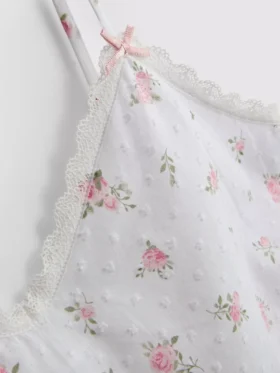 Camiseta de pijama floral de algodón Dobby