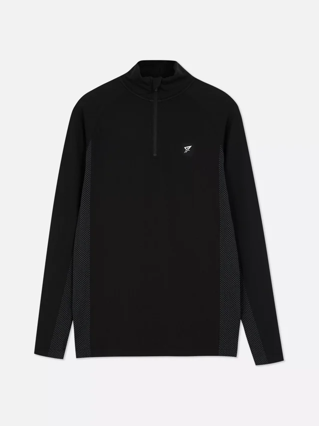 Camiseta deportiva de manga larga con cremallera de un cuarto