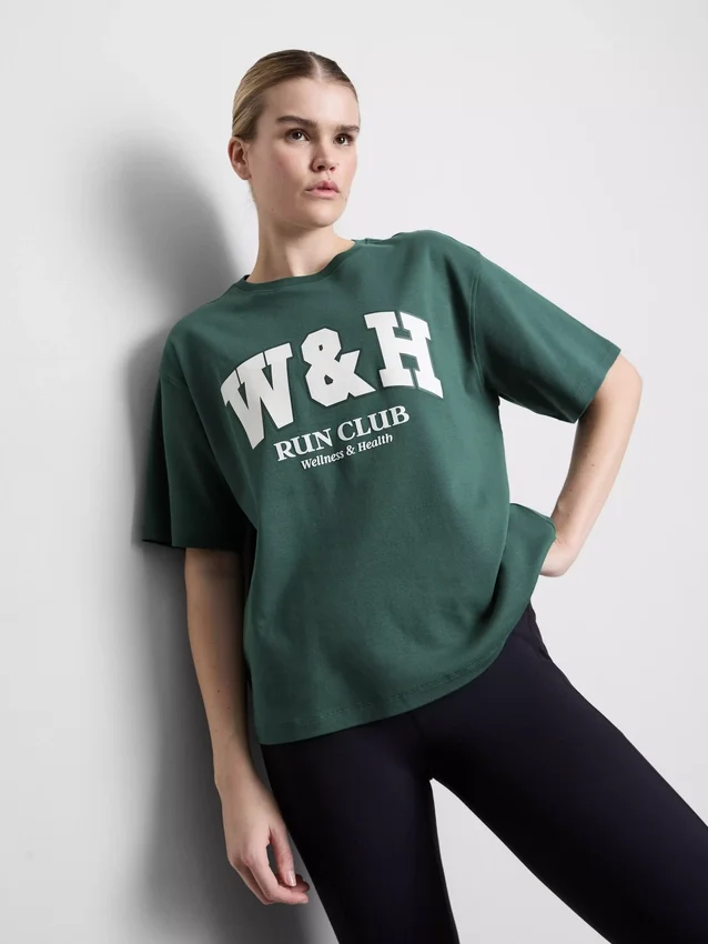 Camiseta deportiva holgada de algodón con diseño gráfico