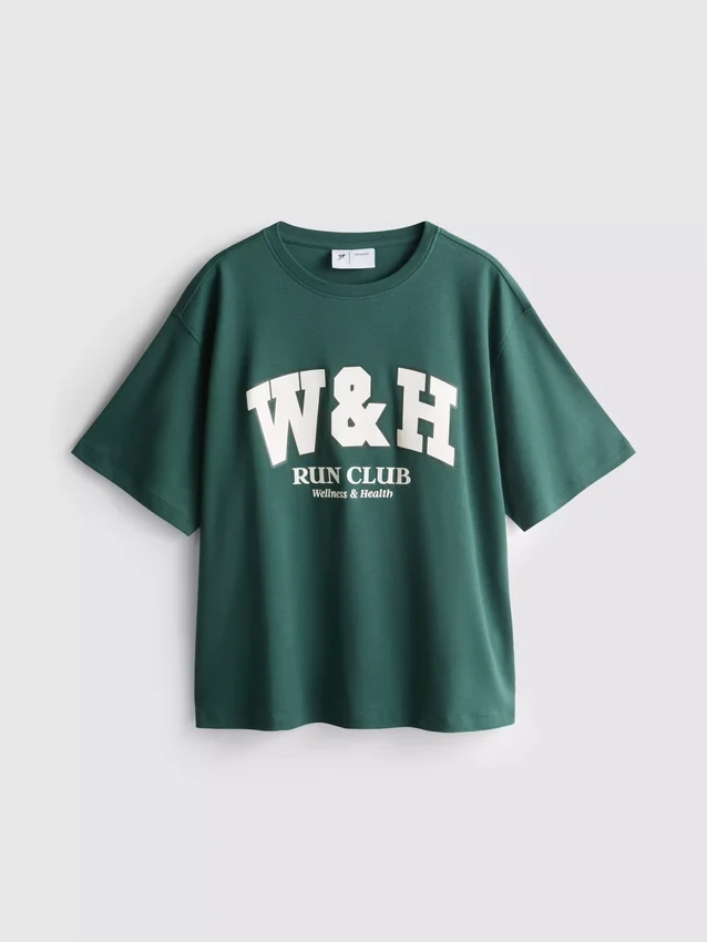 Camiseta deportiva holgada de algodón con diseño gráfico