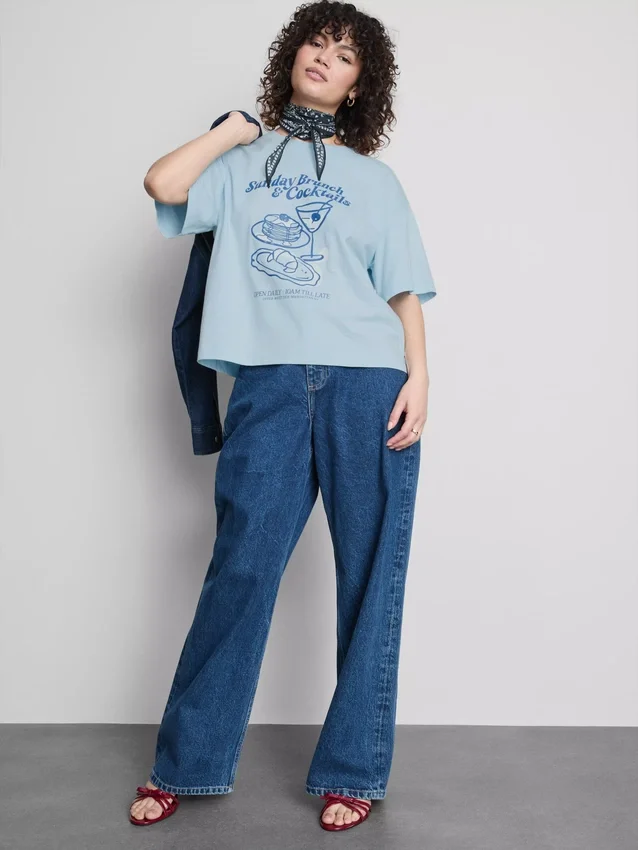 Camiseta gráfica de algodón de corte recto