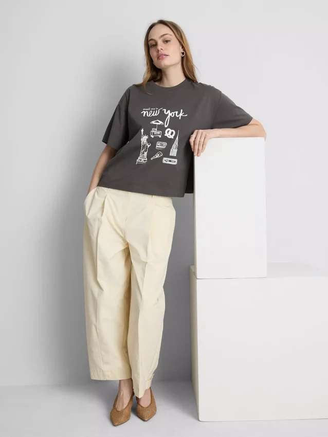 Camiseta gráfica de algodón de corte recto