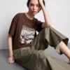 Camiseta gráfica de algodón de corte recto